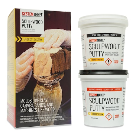 System Three Resins SculpWood Putty Epoxy Filler, Quart Kit 1600K16